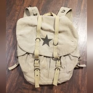Khaki Army Style Backpack